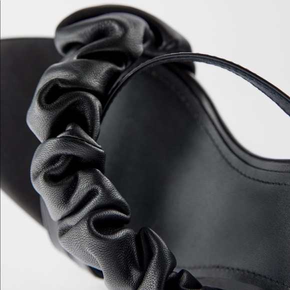 ZARA BNWT Leather Ruched Ruffle High Heel Sandals - Picture 5 of 5